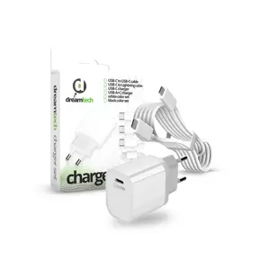 Dreamtech PD Charger Set USB-C 20W-os adapterrel és USB-C / USB-C kábellel FEHÉR