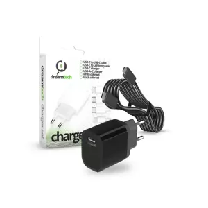 Dreamtech PD Charger Set USB-C 20W-os adapterrel és USB-C / USB-C kábellel FEKETE